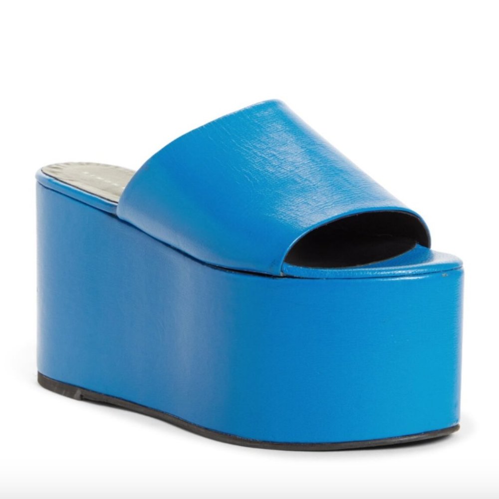 Simon Miller Blackout Platform Sandals Slides in Sea Blue Size 37